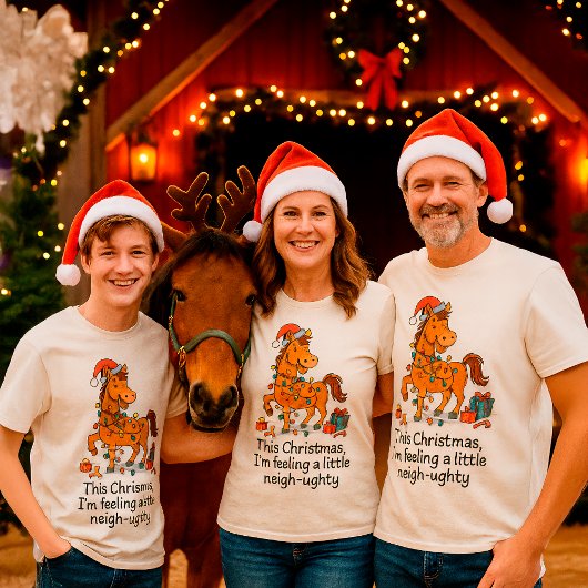 Grappig Paard Kerstboerderij – Aangepaste Naam T-shirt