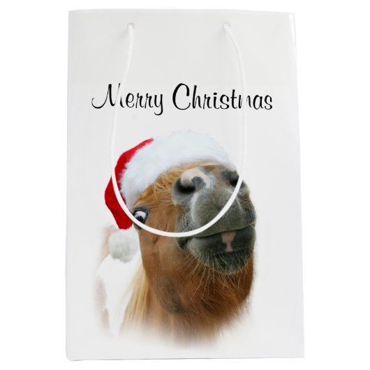 Grappig paard Kerstmis Medium Cadeauzakje (Voorkant)