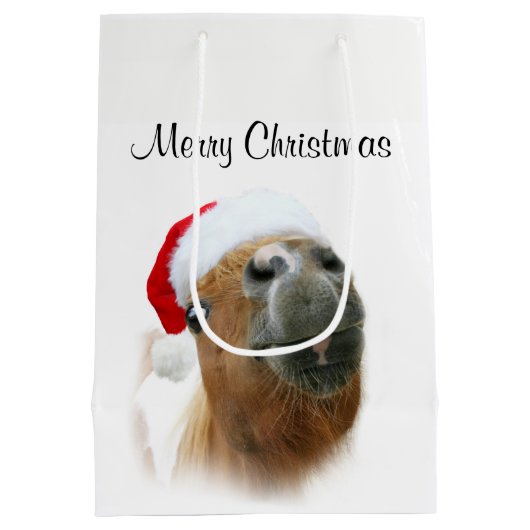 Grappig paard Kerstmis Medium Cadeauzakje (Achterkant)