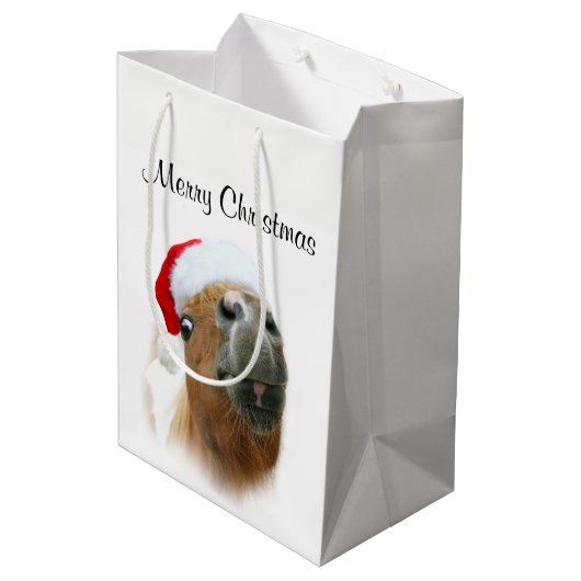 Grappig paard Kerstmis Medium Cadeauzakje (Achterkant Gekanteld)