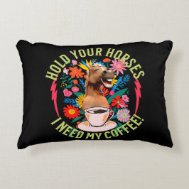 Grappig Paard Koffie Liefhebber Humor Accent Kussen