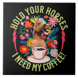 Grappig Paard Koffie Liefhebber Humor Tegeltje