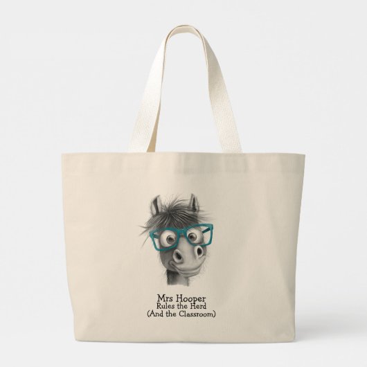 Grappig Paard Leraren Gift Grote Tote Bag (Achterkant)
