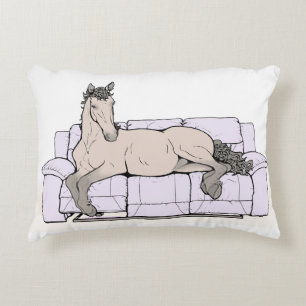 Grappig Paard Liefhebber Cadeau Whimsical Krullend Accent Kussen