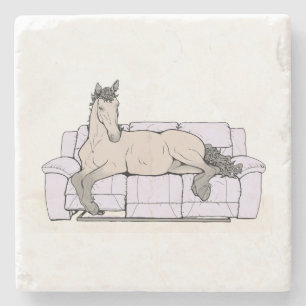 Grappig Paard Liefhebber Geschenk Whimsical Krulle Stenen Onderzetter