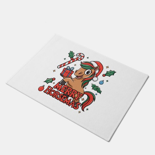 Grappig Paard Merry Horsemas Deurmat (Schuin)