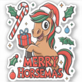 Grappig Paard Merry Horsemas Sticker (Voorkant)