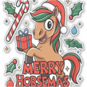 Grappig Paard Merry Horsemas Sticker (Voorkant)