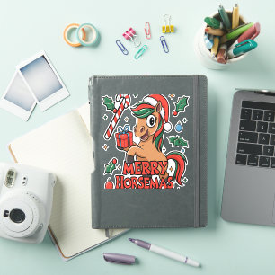 Grappig Paard Merry Horsemas Sticker