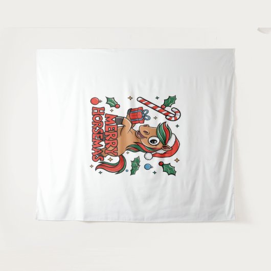 Grappig Paard Merry Horsemas Wandkleed (Voorkant (horizontaal))