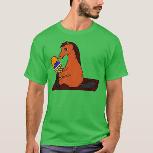 Grappig paard met een wafel ijs t-shirt