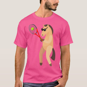 Grappig Paard met Zonnebril die Tennis Speelt T-shirt