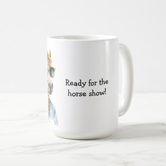 Grappig paard mok klaar voor het paard show. (Voorkant rechts)