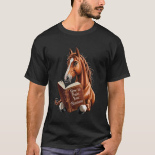 Grappig paard motief met boek hoe je je mens kunt  t-shirt