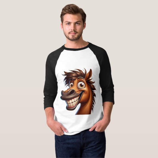 Grappig Paard Oktober 14e Lange Mouw T-shirt (Voorkant volledig)