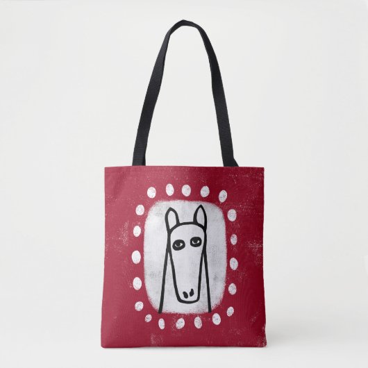 Grappig paard op rode Canvas tas (Voorkant)
