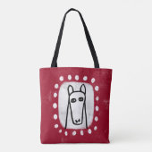 Grappig paard op rode Canvas tas (Achterkant)