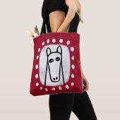 Grappig paard op rode Canvas tas (Dichtbij)