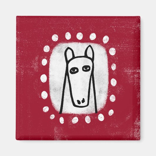 Grappig paard op rode koelkastmagneet magneet (Voorkant)