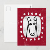 Grappig paard op rood Briefkaart (Voorkant / Achterkant)