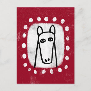 Grappig paard op rood Briefkaart
