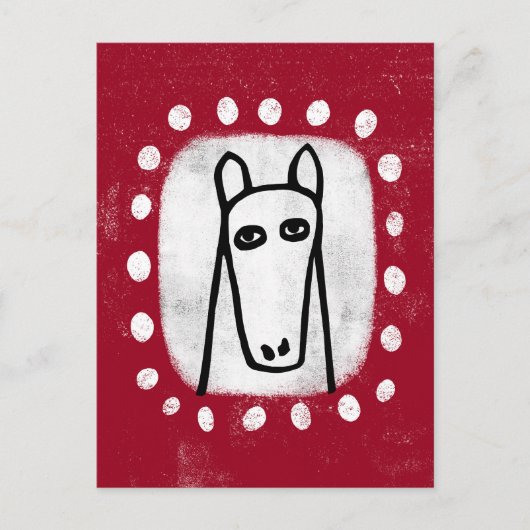 Grappig paard op rood Briefkaart (Voorkant)