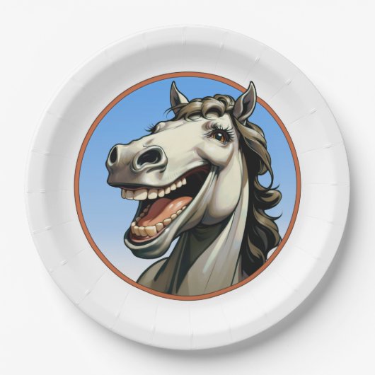grappig paard papieren bordje (Voorkant)
