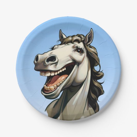 grappig paard papieren bordje (Voorkant)