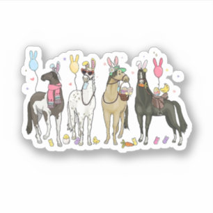 Grappig Paard Pasen Boerderij Dier Schattig Konijn Sticker
