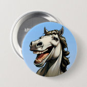 grappig paard ronde button 7,6 cm (Voorkant /achterkant)