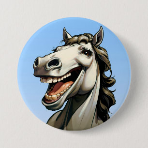 grappig paard ronde button 7,6 cm