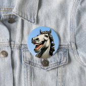 grappig paard ronde button 7,6 cm (In situ)