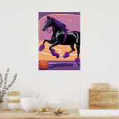 Grappig paard spelen basketbal poster (Keuken)