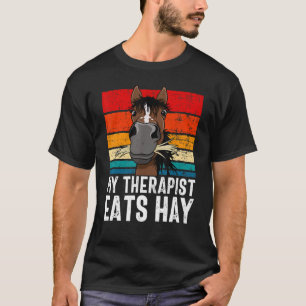 Grappig Paard T-shirt, Mijn Therapeut Eet Hooitee, T-shirt