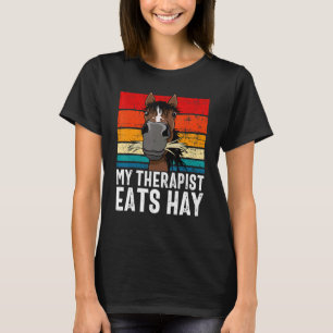 Grappig Paard T-shirt, Mijn Therapeut Eet Hooitee, T-shirt