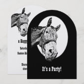 Grappig Paard Western Thema Verjaardag Custom Invi Kaart (Voorkant / Achterkant)