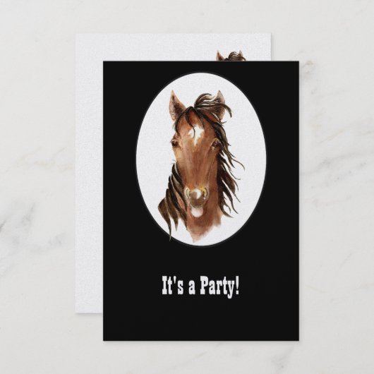 Grappig Paard Western Thema Verjaardag Custom Invi Kaart (Voorkant / Achterkant)