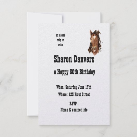 Grappig Paard Western Thema Verjaardag Custom Invi Kaart (Achterkant)