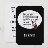 Grappig Paard Western Thema Verjaardag Custom Invi Kaart (Voorkant / Achterkant)