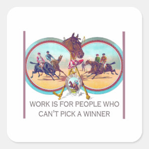 Grappig paardenraces - werk voor mensen die niet k vierkante sticker