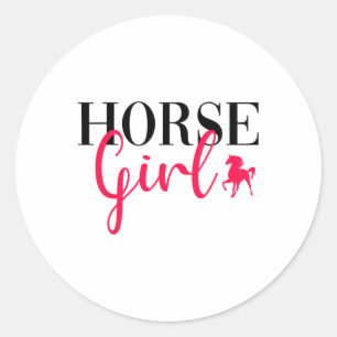 Grappig Paardrijden Meisje Paardrijden Paardrijden Ronde Sticker