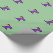 Grappig Paars kerstcadeaupapier met draak Cadeaupapier (Hoek)