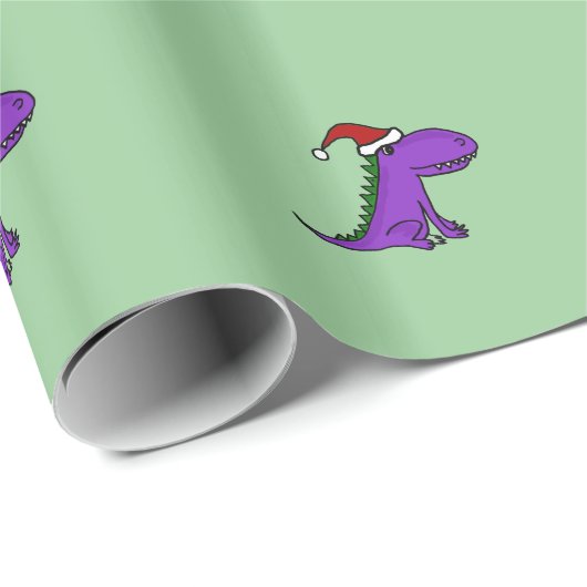 Grappig Paars kerstcadeaupapier met draak Cadeaupapier (Rol Hoek)