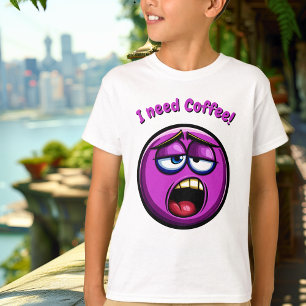 Grappig Paars Vermoeid Emoji Kinder T-Shirt