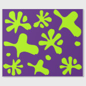 Grappig paars vioolneongroen slijmpatroon kinder cadeaupapier (Vlak)