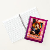 Grappig Paarse Plaid Wicked Cat Files Foto Notitieboek (Binnen)