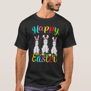 Grappig Paasei Konijn Siberische Husky Hond Gelukk T-shirt