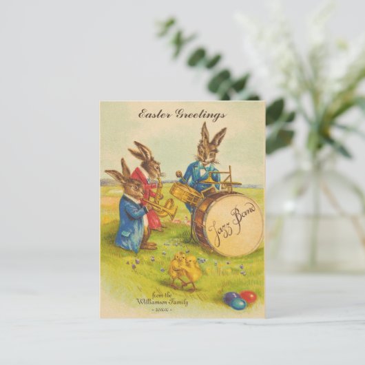 Grappig paasgroet dansend Chicken Custom Text Feestdagenkaart (Staand voorkant)