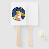 Grappig paashaas met volleybal bal handwaaier (Voorkant en achterkant)