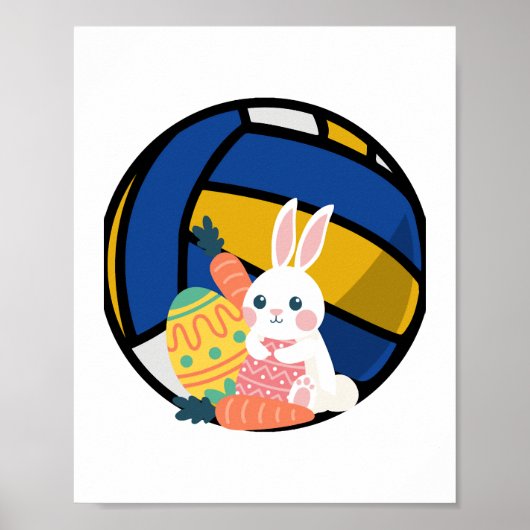 Grappig paashaas met volleybal bal poster (Voorkant)